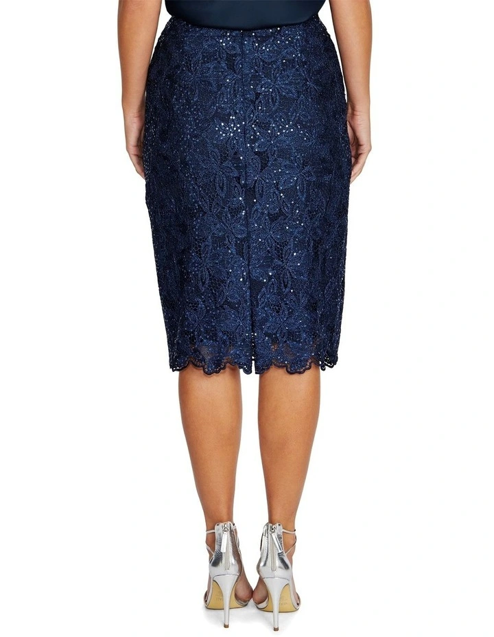 Millicent Sequin Lace Skirt in Navy image 2