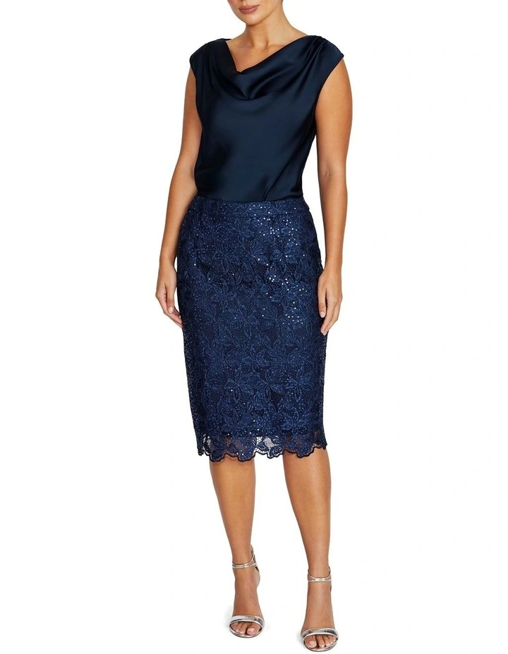 Millicent Sequin Lace Skirt in Navy image 4