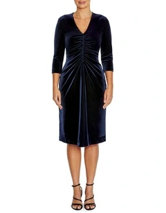 Serenity Dusk Velour Dress in Blue