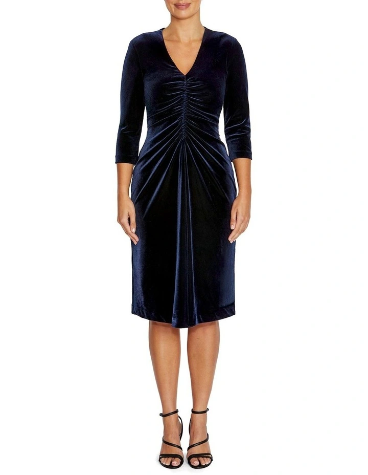 Serenity Dusk Velour Dress in Blue image 1