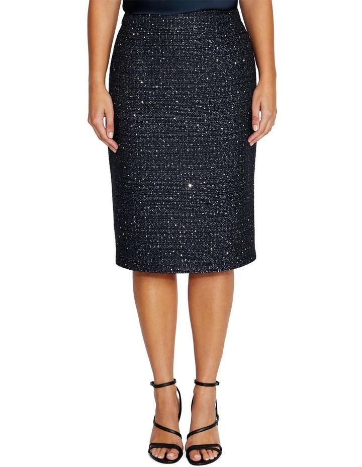 Tamara Sequin Tweed Skirt in Navy image 1