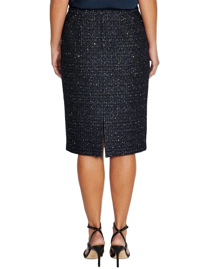 Tamara Sequin Tweed Skirt in Navy image 2