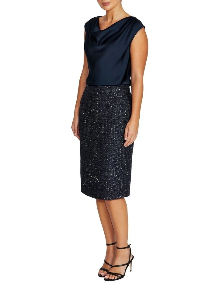 Tamara Sequin Tweed Skirt in Navy image 4