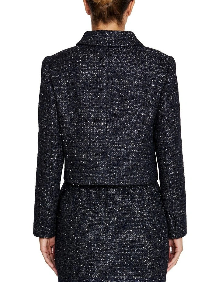 Trina Sequin Tweed Jacket in Navy image 2