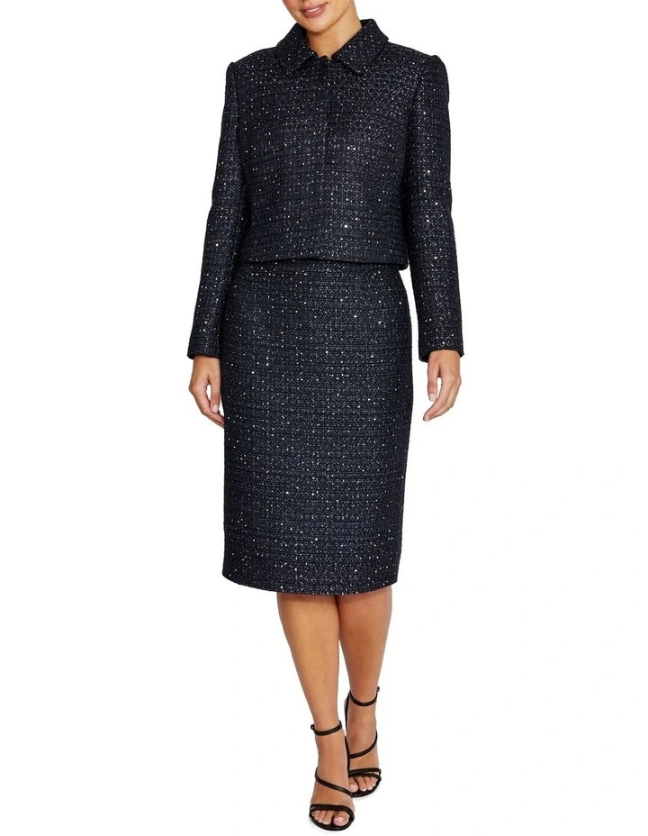Trina Sequin Tweed Jacket in Navy image 4