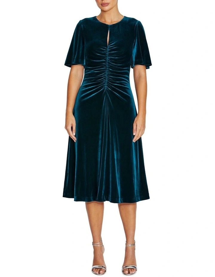 Lyla Velour Dress in Teal image 1