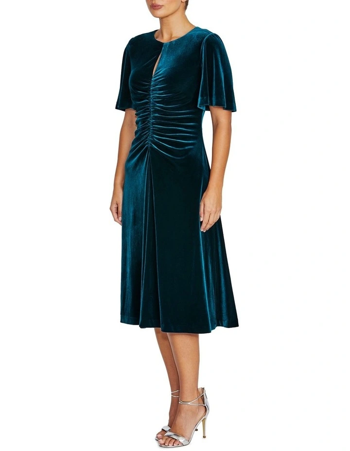 Lyla Velour Dress in Teal image 4