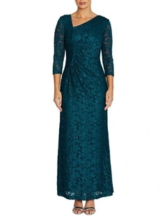 Leighton Stretch Lace Gown in Teal
