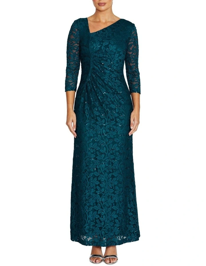 Leighton Stretch Lace Gown in Teal image 1