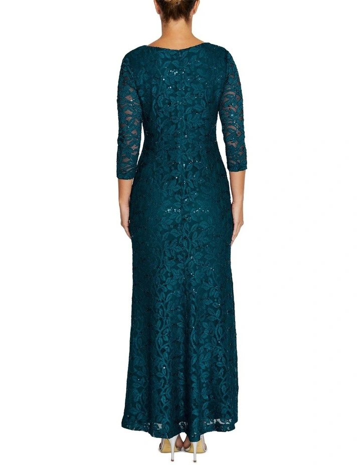 Leighton Stretch Lace Gown in Teal image 2