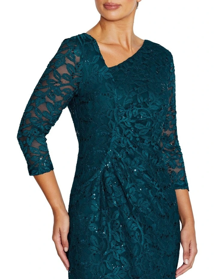 Leighton Stretch Lace Gown in Teal image 3