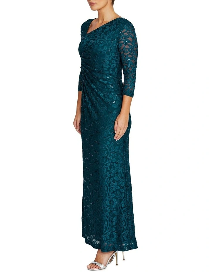 Leighton Stretch Lace Gown in Teal image 4