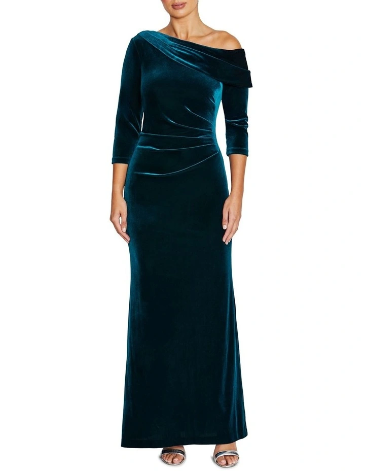 Lena Velour Gown in Teal image 1