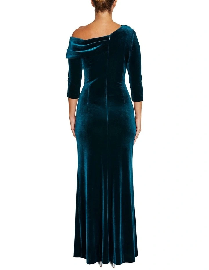 Lena Velour Gown in Teal image 2