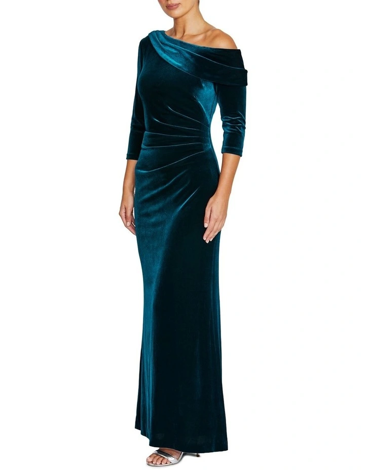 Lena Velour Gown in Teal image 4
