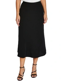 Liberty Crepe Midi Skirt in Black