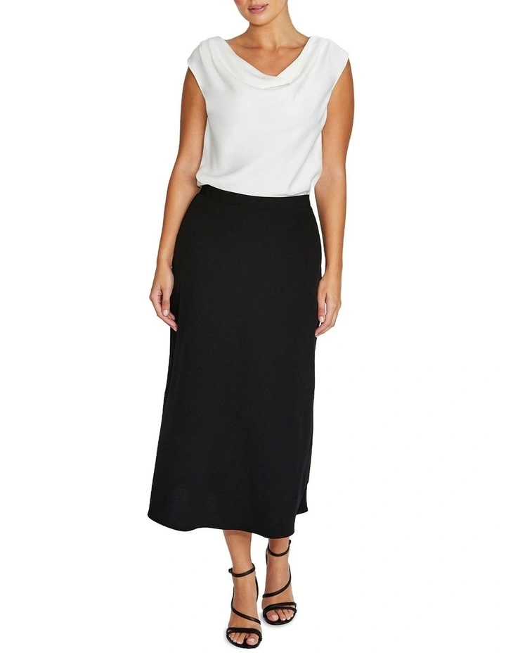 Liberty Crepe Midi Skirt in Black image 4