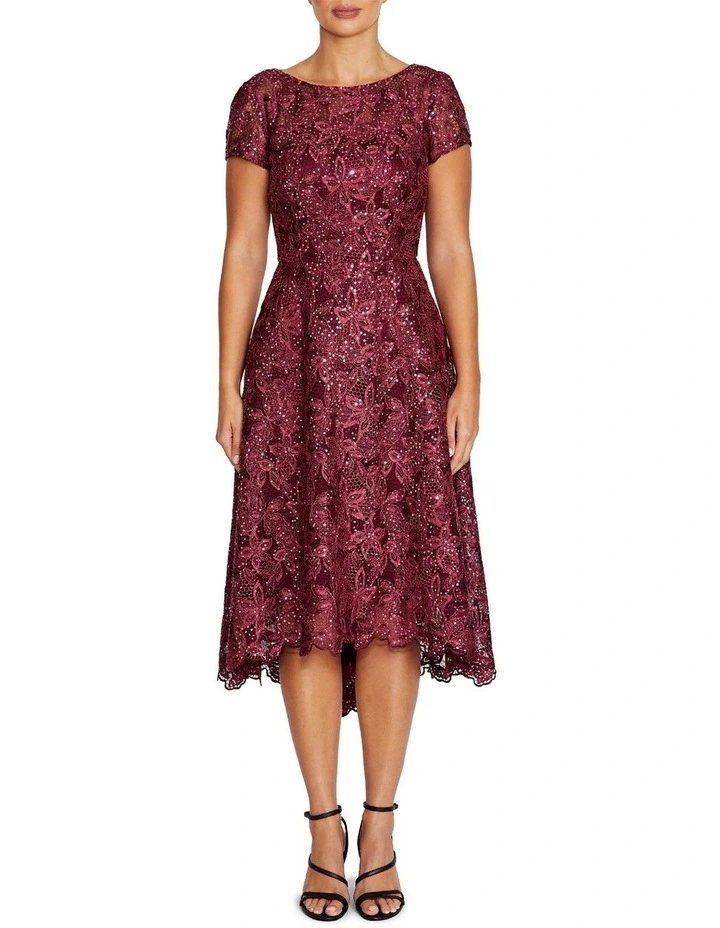 Stellar Sequin Lace High-low Dress in Red image 1