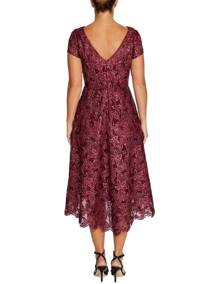 Stellar Sequin Lace High-low Dress in Red image 2