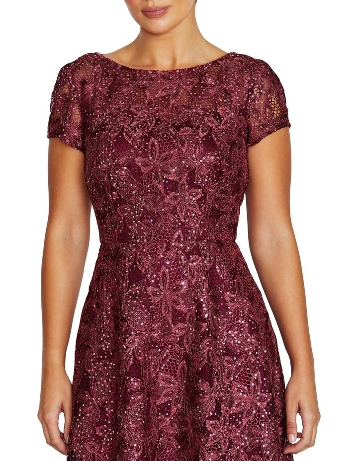 Stellar Sequin Lace High-low Dress in Red image 3