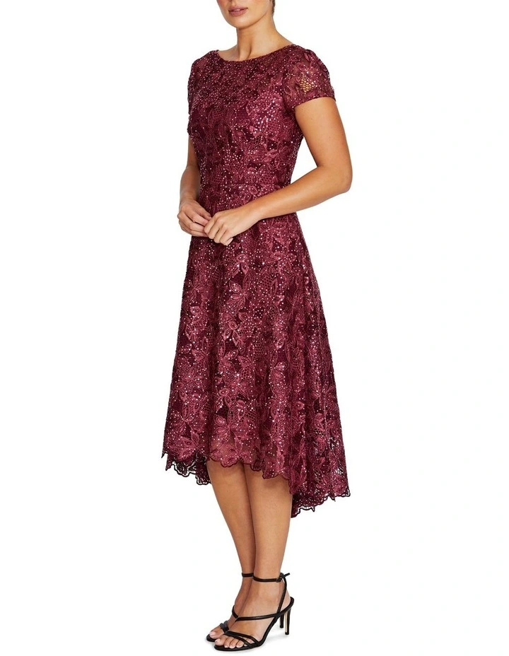 Stellar Sequin Lace High-low Dress in Red image 4