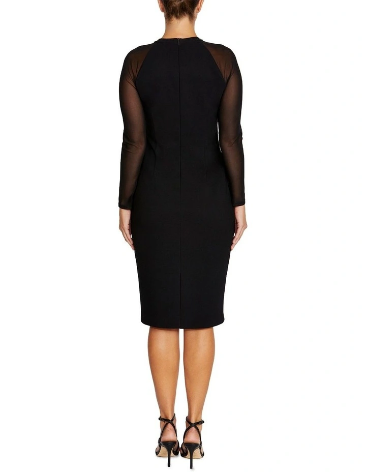 Marbella Embellished Scuba Crepe Dress in Black image 2