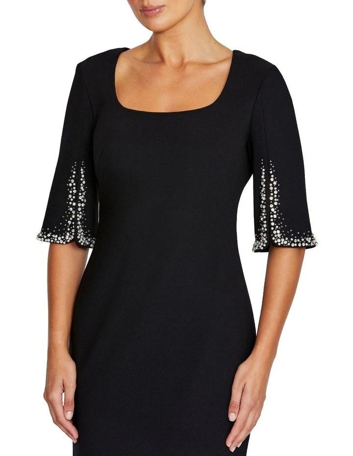 Avila Embellished Scuba Crepe Gown in Black image 3