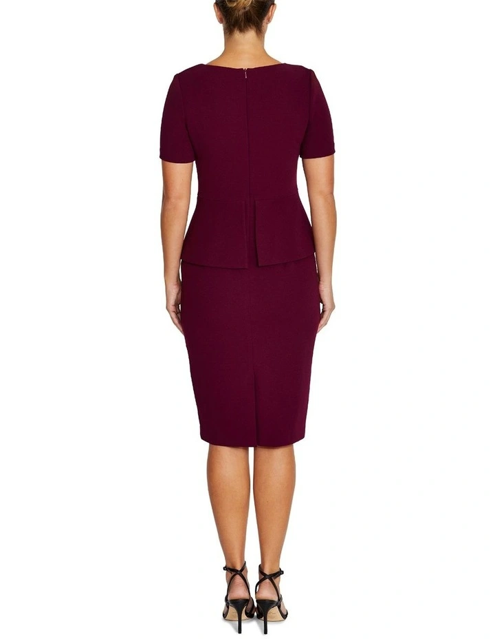 Rachel Scuba Crepe Peplum Dress in Red image 2