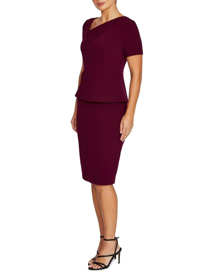 Rachel Scuba Crepe Peplum Dress in Red image 4