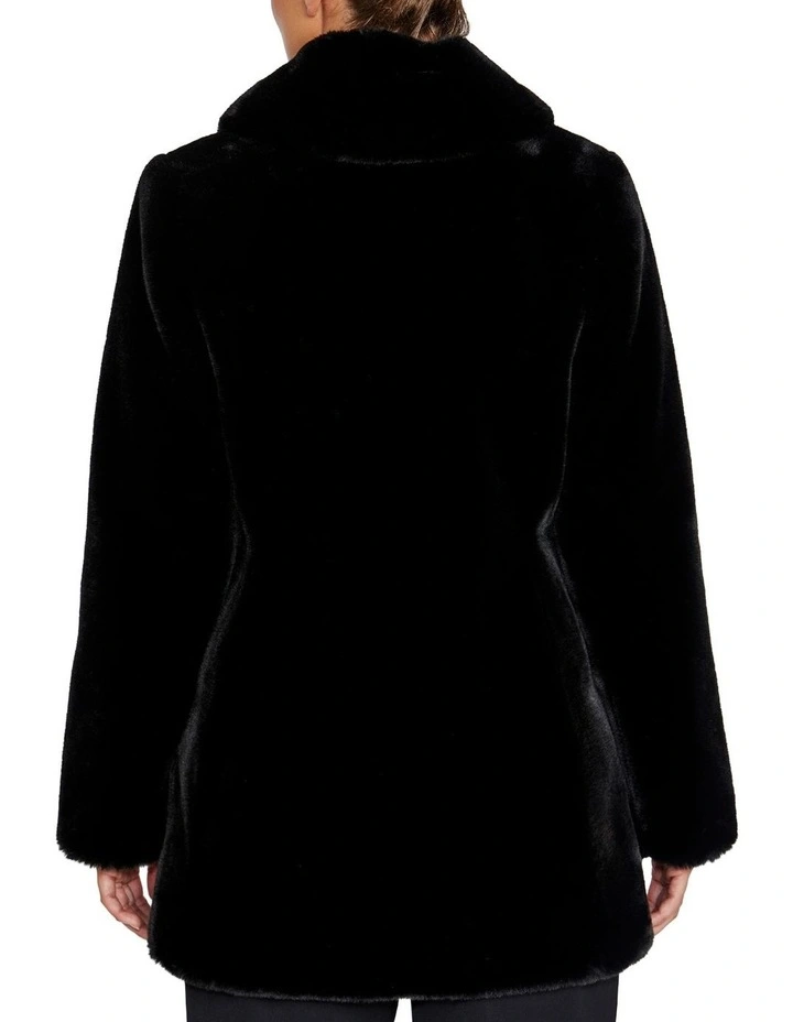 Charlize Faux Fur Coat in Black image 2