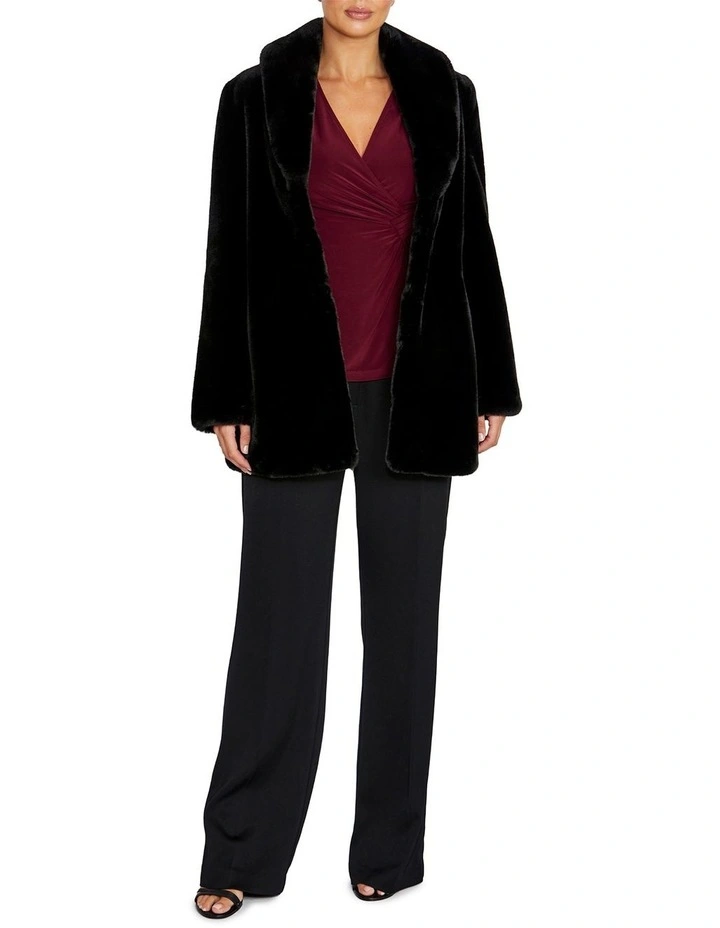 Charlize Faux Fur Coat in Black image 4