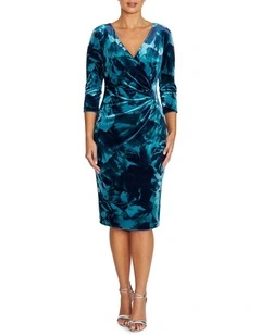 Nola Rose Printed Velour Dress
