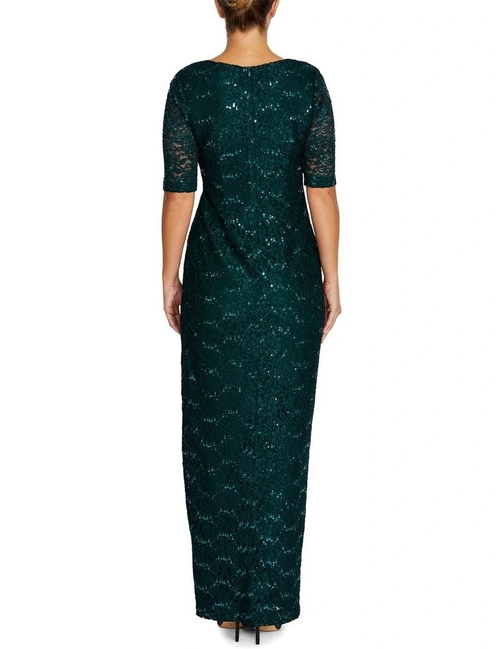 Helena Stretch Lace Gown in Dark Green image 2