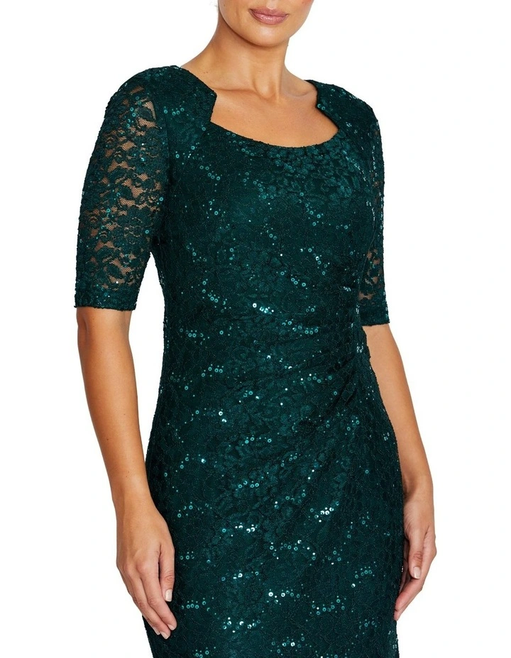 Helena Stretch Lace Gown in Dark Green image 3
