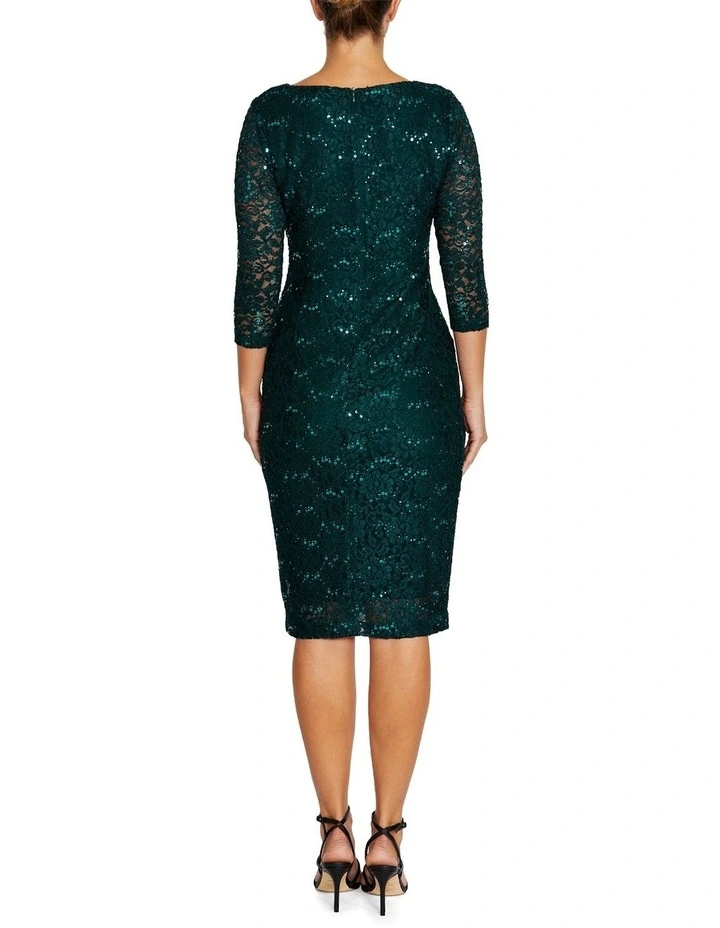 Leighton Stretch Lace Dress in Dark Green image 2