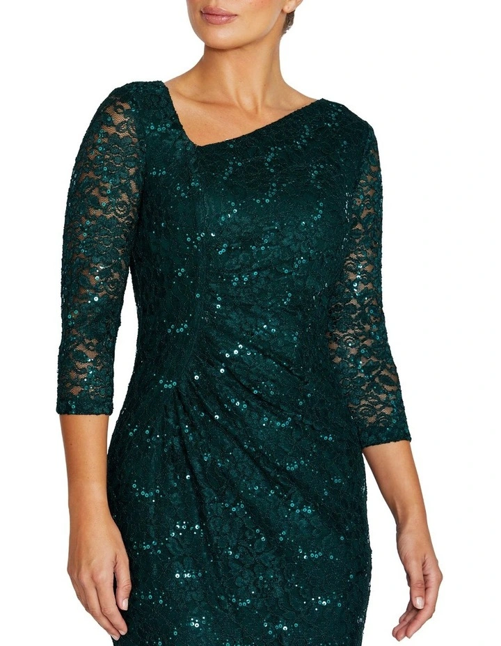 Leighton Stretch Lace Dress in Dark Green image 3