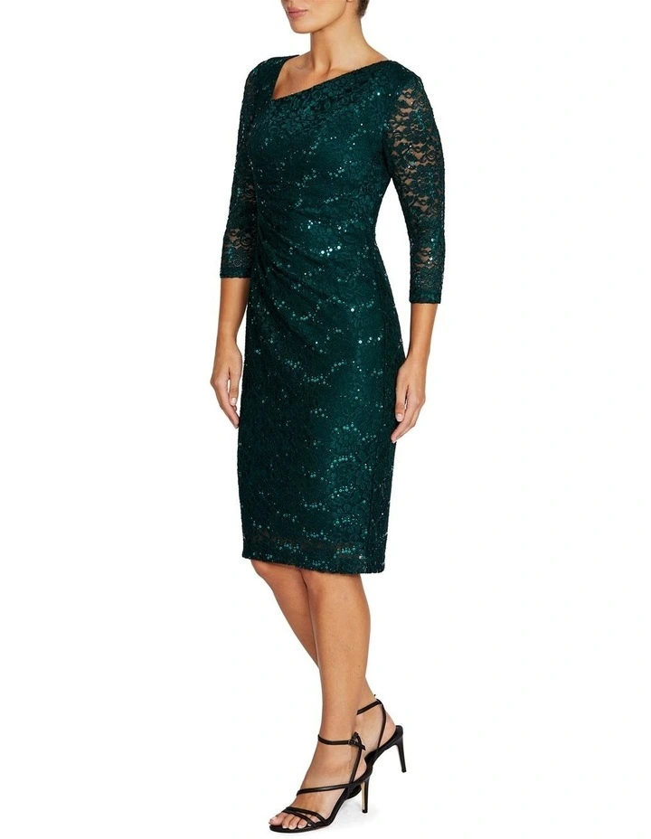 Leighton Stretch Lace Dress in Dark Green image 4