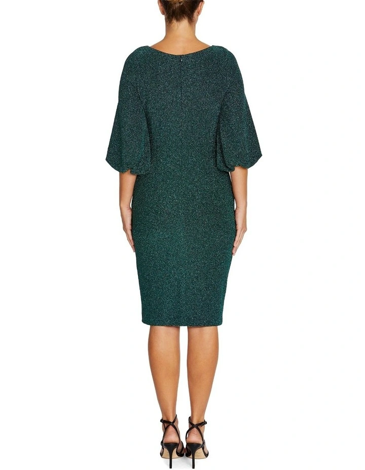 Elette Lurex Dress in Dark Green image 2