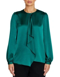 Arina Satin Top in Dark Green
