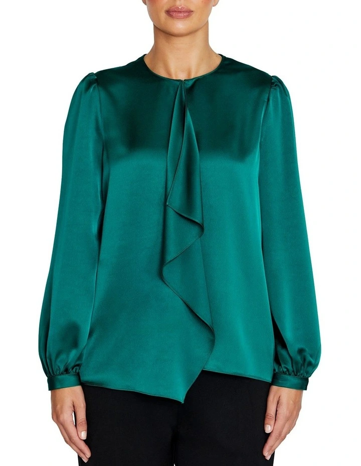Arina Satin Top in Dark Green image 1