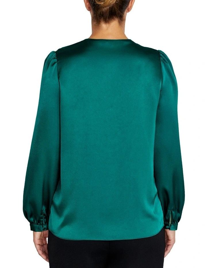 Arina Satin Top in Dark Green image 2