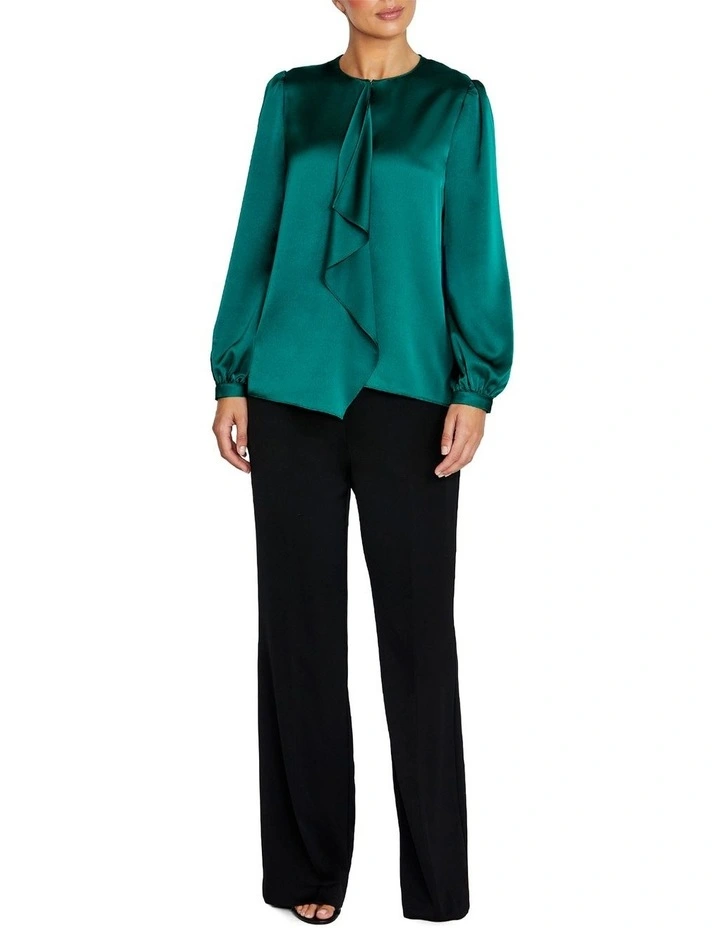 Arina Satin Top in Dark Green image 4