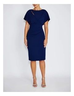 Alina Stretch Crepe Dress in Navy