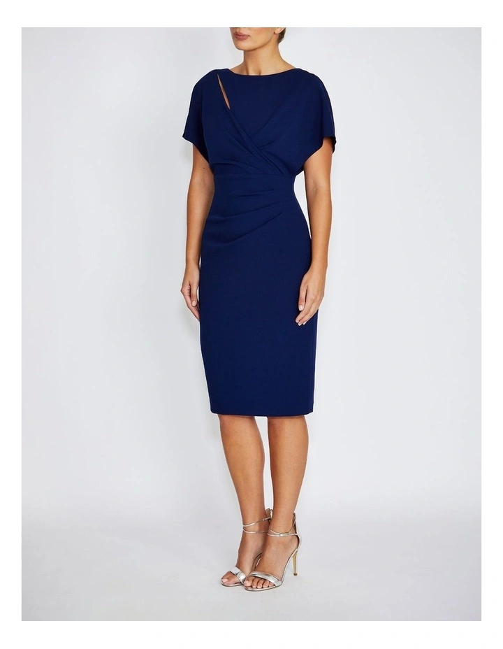 Alina Stretch Crepe Dress in Navy image 3