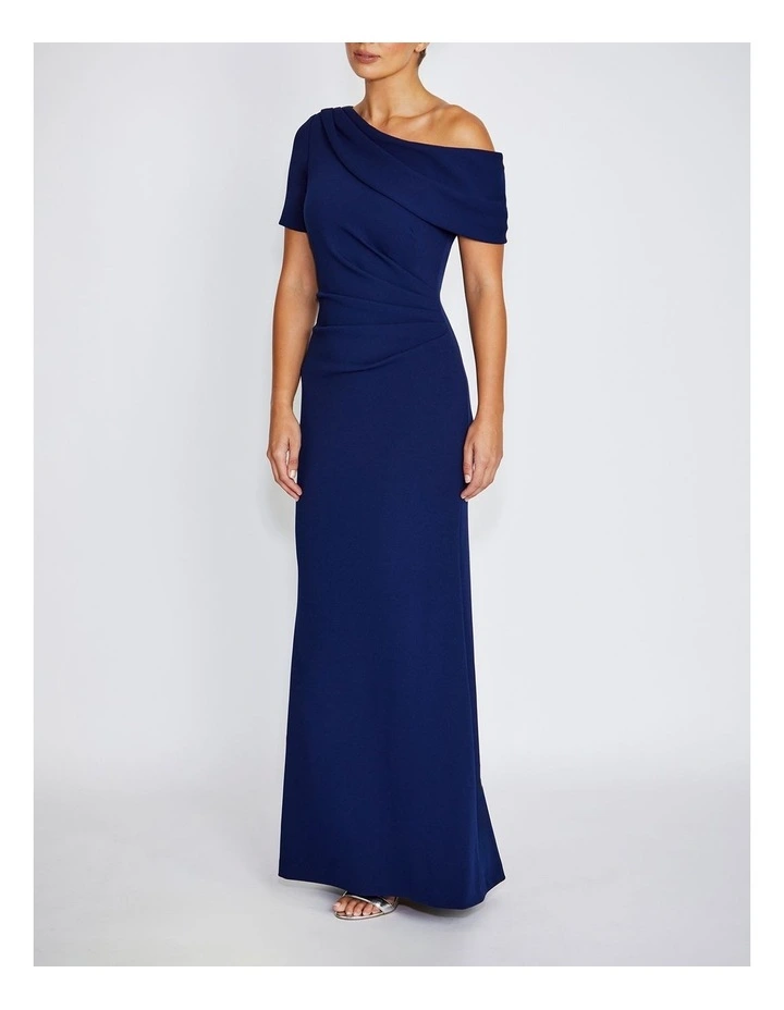 Sasha Stretch Crepe Gown in Navy image 2
