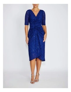 Nina Stetch Lace Dress in Periwinkle