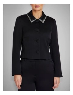 Sigrid Satin Crepe Jacket in Black