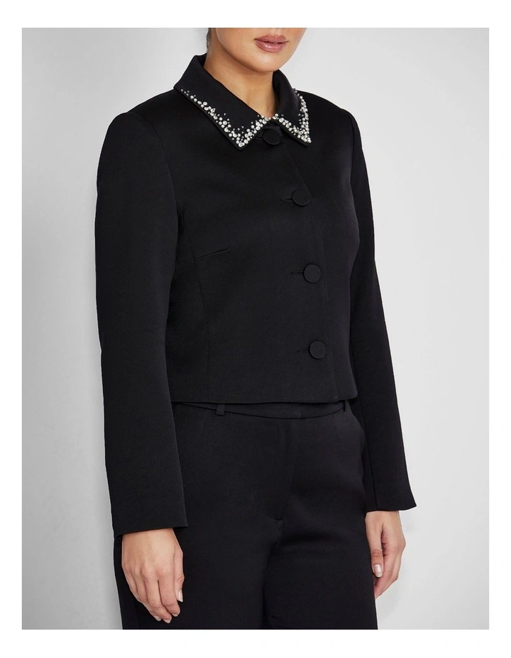 Sigrid Satin Crepe Jacket in Black image 3