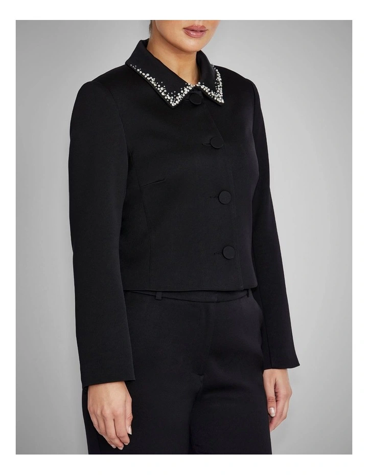 Sigrid Satin Crepe Jacket in Black image 3