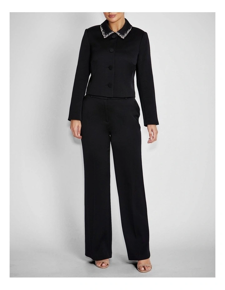 Sigrid Satin Crepe Jacket in Black image 4